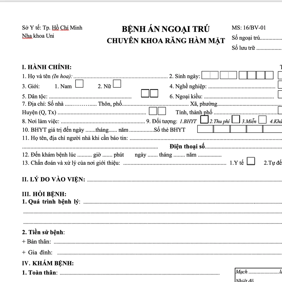 Chia sẻ file bệnh án chuẩn theo quy định BYT mới nhất 2026